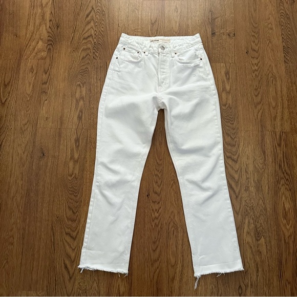 GRLFRND White Raw Hem Karolina High Rise Straight Crop button Fly Jeans Sz 25 - Picture 6 of 16